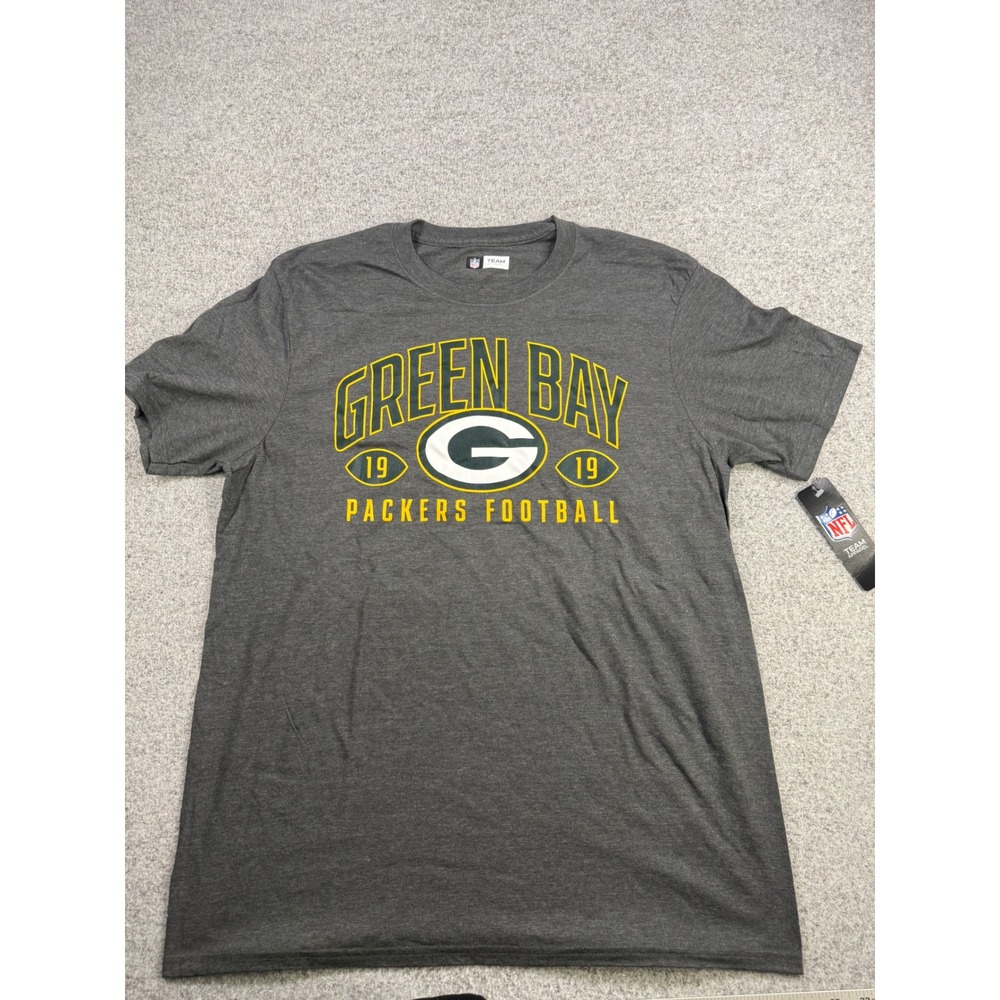 NFL Team Apparel Green Bay Packers T-Shirt Mens Large Grey Heather Graphic Tee